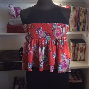 Floral Strapless crop Top